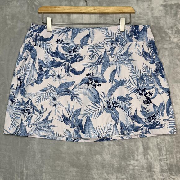 Tommy Bahama Pants - Tommy Bahama Active Skort Womens XL Blue White Tropical Floral Golf Tennis Print